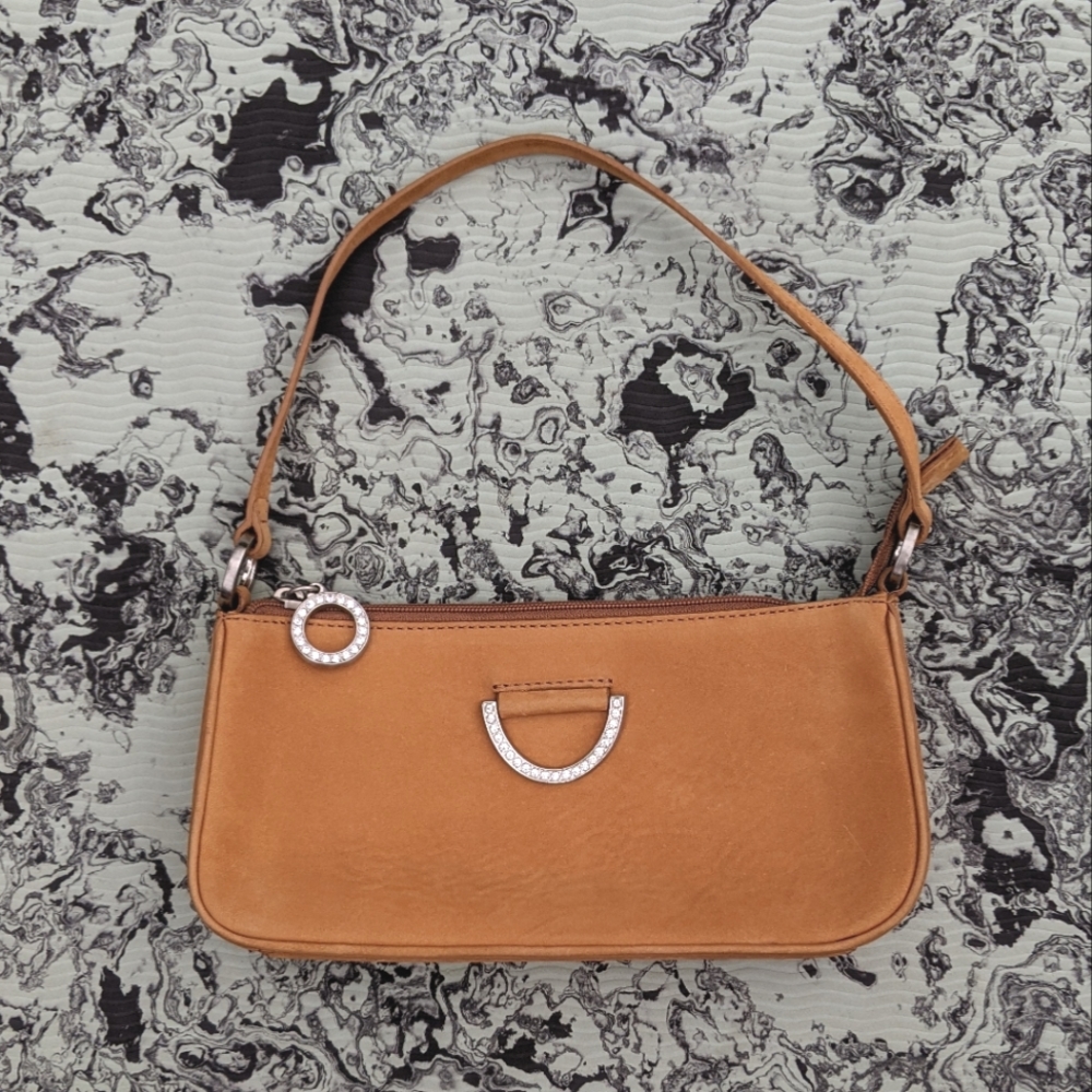 Suede baguette purse